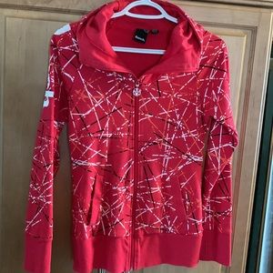 Bench zip up hoodie red white black jacket with thumb holes